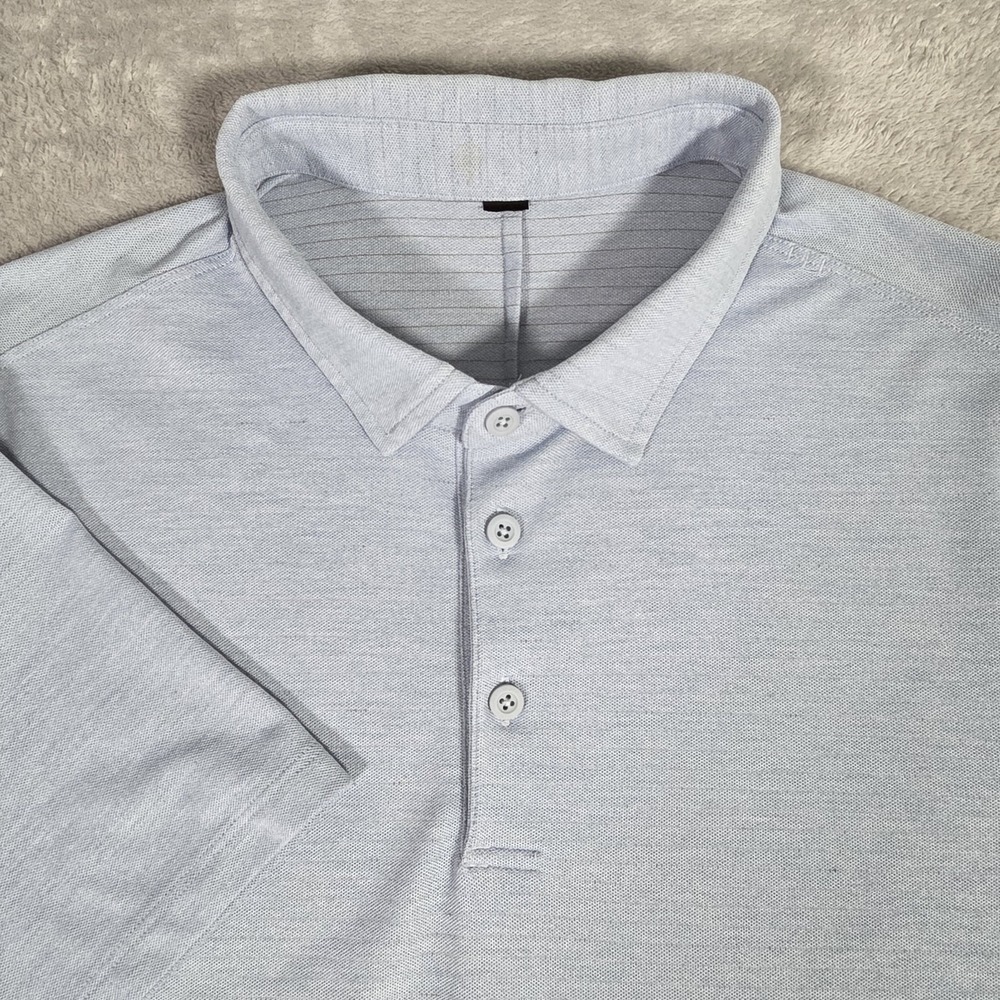 Lululemon Evolution Polo Shirt Mens M Blue Tech Golf Performance Lightweight